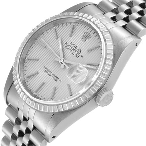 rolex datejust silver tapestry dial